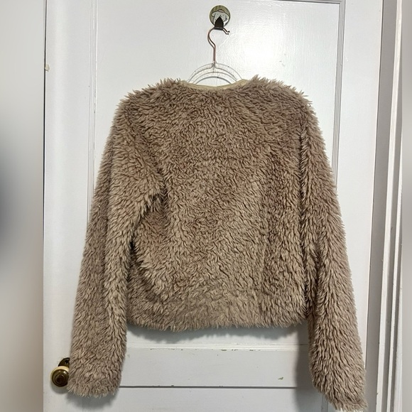 REBECCA TAYLOR FAUX FUR BOMBER JACKET BEIGE SIZE L $440 TRENDING - Picture 6 of 6